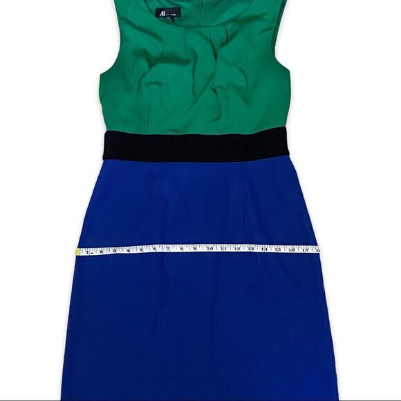 AB Studio Green and Blue Color Block Sheath Dress Size 6 - Picture 6 of 9